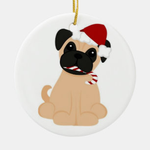Mops-Weihnachtenverzierung Keramikornament