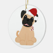 Mops-Weihnachtenverzierung Keramikornament (Links)