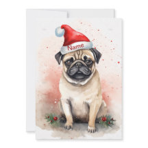 Mops-Weihnachts-Aquarellkunst mit Weihnachtsstern