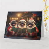 Mops Weihnachts-Carolers Spaß Urlaub Karte (Gelbe Blume)