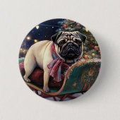 Mops Weihnachts-Feiertage Button (Vorderseite)