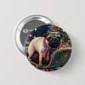 Mops Weihnachts-Feiertage Button (Vorne & Hinten)