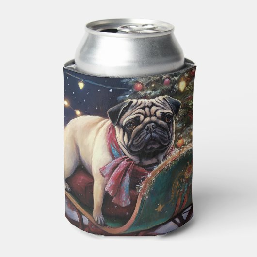 Mops Weihnachts-Feiertage Dosenkühler (Kanne Vorderseite)