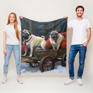Mops Weihnachts-Feiertage Fleecedecke