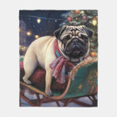 Mops Weihnachts-Feiertage Fleecedecke (Vorderseite)