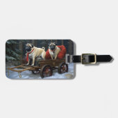 Mops Weihnachts-Feiertage Gepäckanhänger (Vorderseite horizontal)