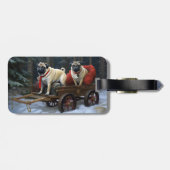 Mops Weihnachts-Feiertage Gepäckanhänger (Rückseite horizontal)