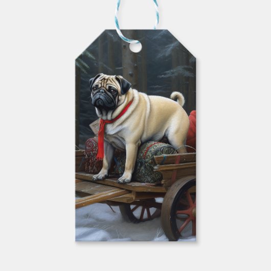 Mops Weihnachts-Feiertage Geschenkanhänger (Vorderseite)