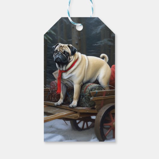 Mops Weihnachts-Feiertage Geschenkanhänger (Rückseite)