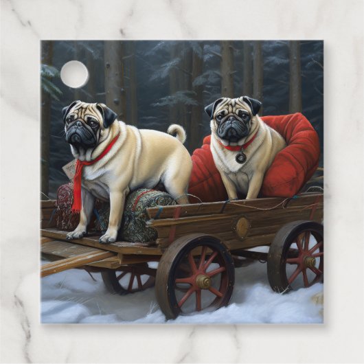 Mops Weihnachts-Feiertage Geschenkanhänger (Vorderseite)