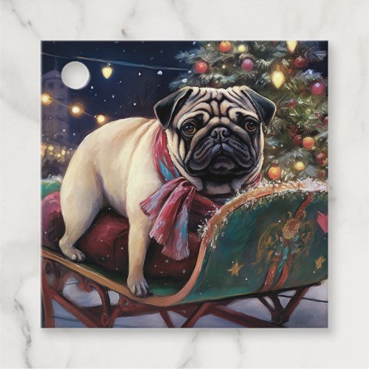 Mops Weihnachts-Feiertage Geschenkanhänger (Vorderseite)