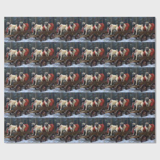 Mops Weihnachts-Feiertage Geschenkpapier (Flach)