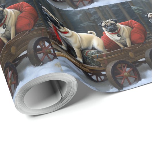 Mops Weihnachts-Feiertage Geschenkpapier (Rolleneckpunkt)