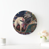 Mops Weihnachts-Feiertage Große Wanduhr (Zuhause)