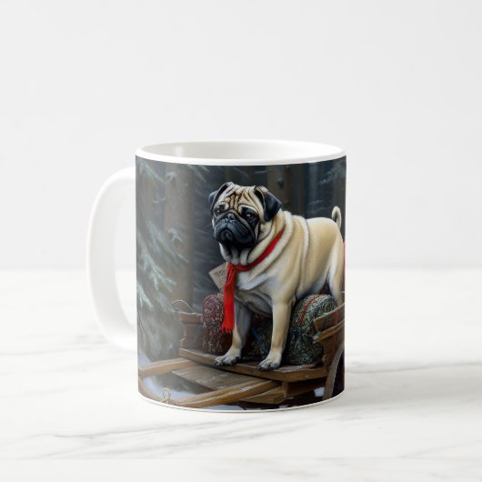 Mops Weihnachts-Feiertage Kaffeetasse (Vorderseite Links)