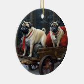 Mops Weihnachts-Feiertage Keramik Ornament (Rechts)