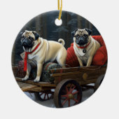 Mops Weihnachts-Feiertage Keramik Ornament (Vorne)
