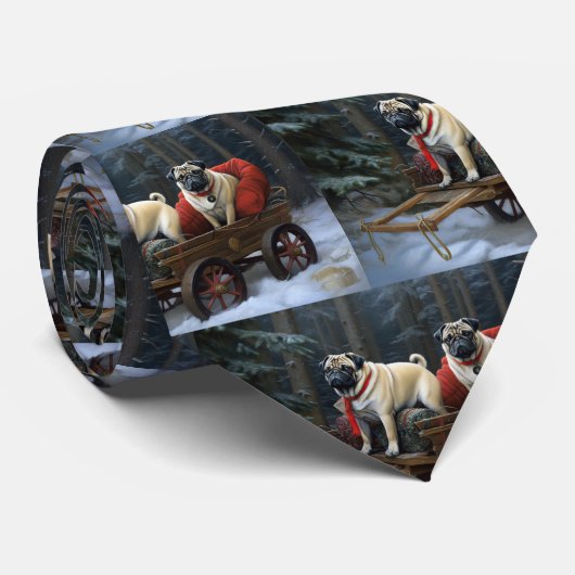 Mops Weihnachts-Feiertage Krawatte (Gerollt)