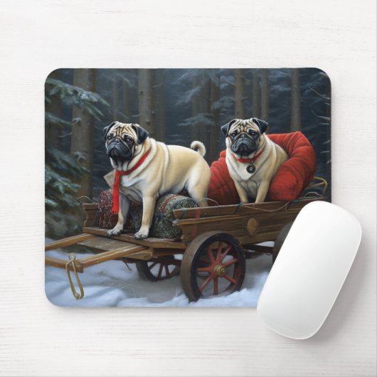 Mops Weihnachts-Feiertage Mousepad (Mit Mouse)