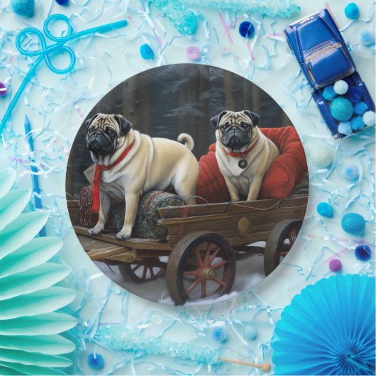 Mops Weihnachts-Feiertage Pappteller (Party)