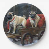 Mops Weihnachts-Feiertage Pappteller (Vorderseite)