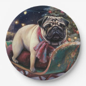 Mops Weihnachts-Feiertage Pappteller (Vorderseite)