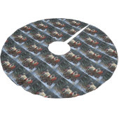 Mops Weihnachts-Feiertage Polyester Weihnachtsbaumdecke (Schrägansicht)