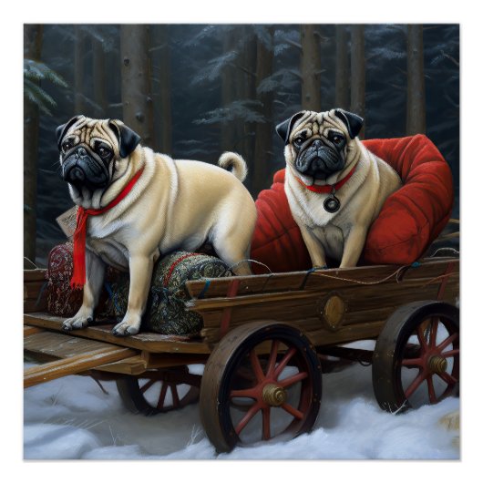 Mops Weihnachts-Feiertage Poster (Vorderseite)
