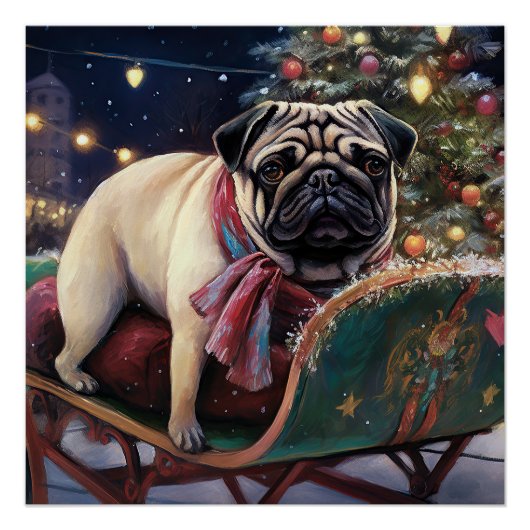 Mops Weihnachts-Feiertage Poster (Vorderseite)