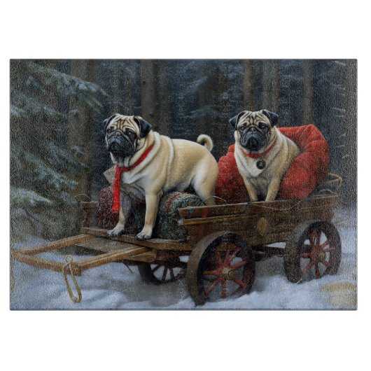 Mops Weihnachts-Feiertage Schneidebrett (Vorderseite)
