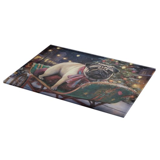 Mops Weihnachts-Feiertage Schneidebrett (Ecke)