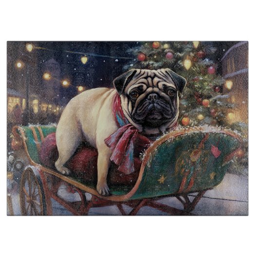 Mops Weihnachts-Feiertage Schneidebrett (Vorderseite)
