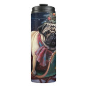 Mops Weihnachts-Feiertage Thermosbecher (Vorderseite)