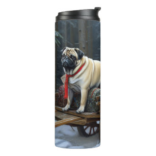 Mops Weihnachts-Feiertage Thermosbecher