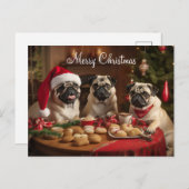 Mops Weihnachts-Party Postkarte (Vorne/Hinten)