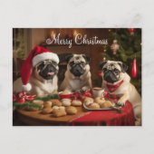 Mops Weihnachts-Party Postkarte (Vorderseite)