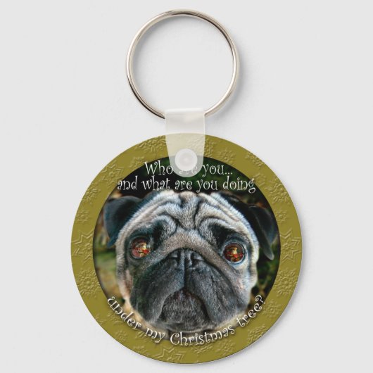 Mops Weihnachts-Schlüsselanhänger Schlüsselanhänger (Vorderseite)