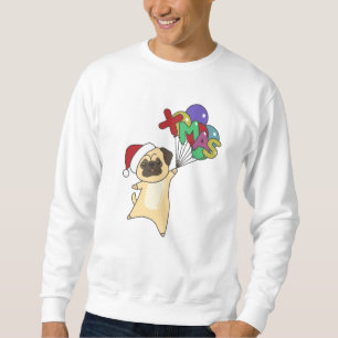 Mops Weihnachts-Schnee Wintertiere Hunde Sweatshirt