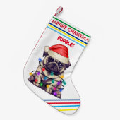 MOPS Weihnachts-Strumpf mit Namen. Kleiner Weihnachtsstrumpf (Vorderansicht (hängend))