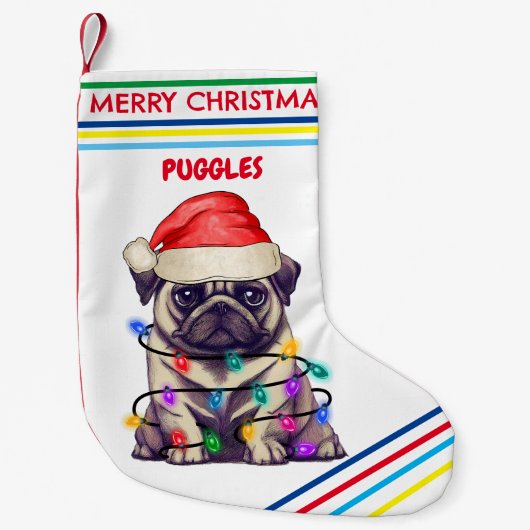 MOPS Weihnachts-Strumpf mit Namen. Kleiner Weihnachtsstrumpf (Vorderseite)
