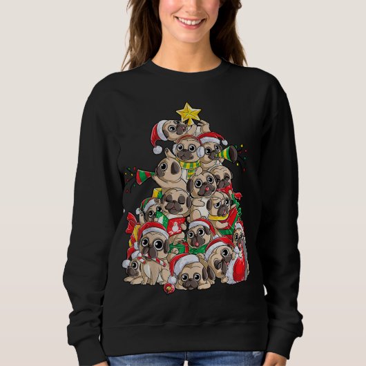 Mops Weihnachtsbaum Dog Weihnachtsjunge Mädchen fr Sweatshirt (Vorderseite)