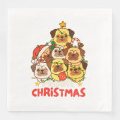 Mops Weihnachtsbaum Frohe Weihnachten Serviette (Vorderseite)