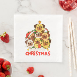 Mops Weihnachtsbaum Frohe Weihnachten Serviette