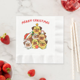Mops Weihnachtsbaum Frohe Weihnachten Serviette