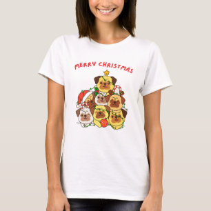 Mops Weihnachtsbaum Frohe Weihnachten T-Shirt