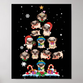 Mops Weihnachtsbaum Hund Santa Merry Pugmas Weihna Poster