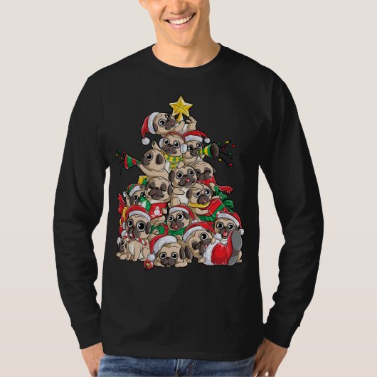 Mops Weihnachtsbaum Hund Weihnachten Weihnachten W T-Shirt (Vorderseite)
