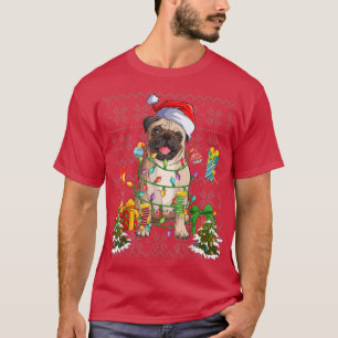 Mops Weihnachtsbaum Leuchten Niedlicher Hundebesit T-Shirt