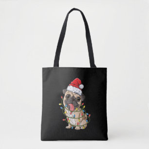 Mops Weihnachtsbaum Lichter Santa Dog Xmas Jungs M Tasche