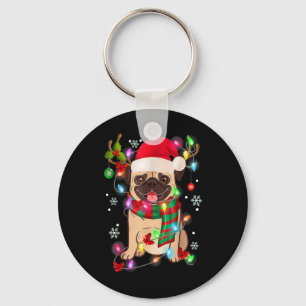Mops-Weihnachtsbaum Lichter Santa Hund Xmas Jungen Schlüsselanhänger